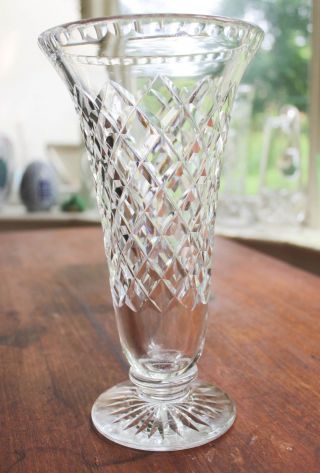 Vintage Thomas Webb England Lead Crystal Large 10 " Hand Cut Footed Glass Vase