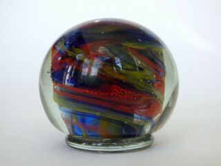 Isle Wight Studio Glass Multicolour Pedestal Paperweight Signed Michael Harris