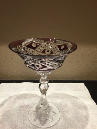 Ajka Marsala Amethyst Purple Cut To Clear Crystal Martini Glass