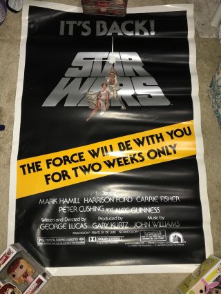 Star Wars “it’s Back” “the Force” Banner Poster Special Re Release 1981
