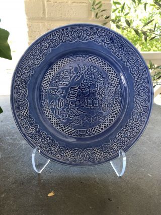 5 Paden City Pottery All Blue Willow In Relief Luncheon Plates 9” 1940’s