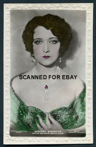Dorothy Sebastian 1920s Silent Star Beagles Hand Colour Tinted Photo Postcard
