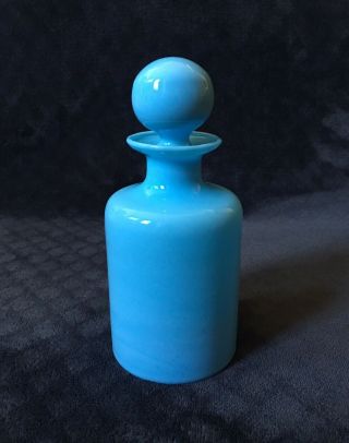 Vintage 1920s French Portieux Vallerysthal Blue Opaline Glass Perfume Bottle
