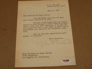 Olivia De Haviland Actress Autograph & Letter Dated 1963 Authenticated Psa/dna