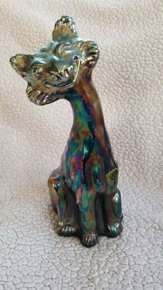 Vintage Fenton Carnival Glass Ally Cat Figurine 1970s 10 3/4 " Tall