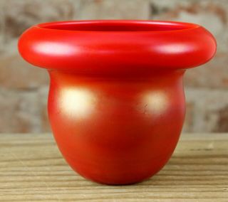 A Fine David Lotton Mandarin Red Hand Blown Art Glass Vase 1992