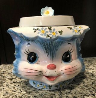Vintage Lefton Miss Priss Kitty Cat Head Cookie Jar Ceramic Japan