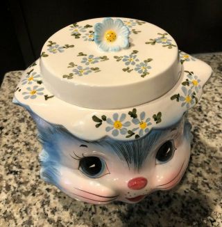 Vintage Lefton Miss Priss Kitty Cat Head Cookie Jar Ceramic Japan 3
