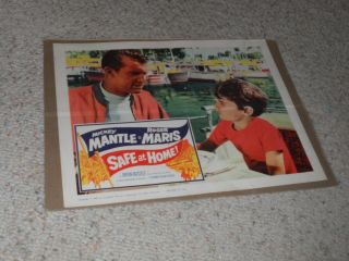 Dated 1962 Safe At Home Movie Lobby Card - Mickey Mantle & Roger Maris - N Y Yankees