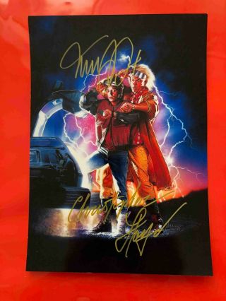 Michael Fox Christopher Lloyd Back To The Future Autograph Signed Photo 6x8