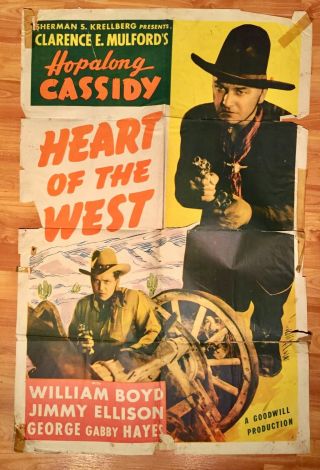 R1946 - Heart Of The West Hopalong Cassidy - Movie Poster 27x41 1 Sht