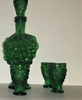 Vintage MID CENTURY MODERN Empoli Glass Grape Carafe Genie bottle,  RARE GLASSES 7
