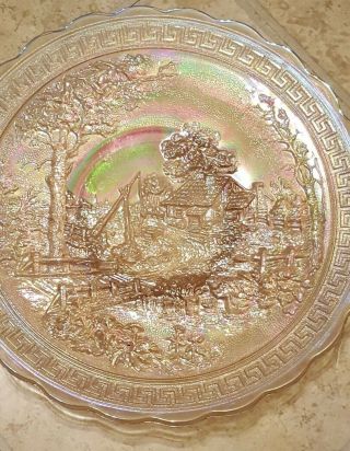 Lenox Imperial Homestead Antique Carnival Art Glass Chop Plate Iridecent Pink