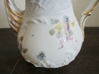 M Redon Limoges France Porcelain 2 1/4 Cup Coffee Pot Flowers Gold 4