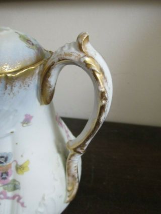 M Redon Limoges France Porcelain 2 1/4 Cup Coffee Pot Flowers Gold 5