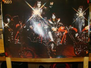 Kiss Band Members On Motorcycle Poster - Vintage 1976