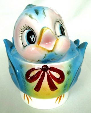 Vintage Geo Z Lefton Bluebird Cookie Jar Ceramic Figural Made In Japan 7169