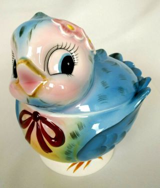 Vintage Geo Z LEFTON Bluebird Cookie Jar Ceramic Figural Made in Japan 7169 2