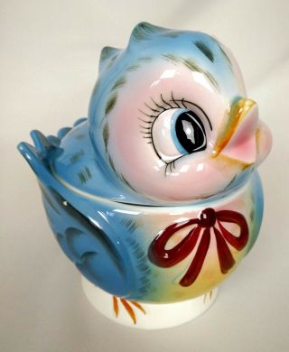 Vintage Geo Z LEFTON Bluebird Cookie Jar Ceramic Figural Made in Japan 7169 3