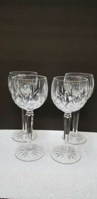 Set Of 4 Brilliant Waterford Crystal " Lismore " 7 3/8 " Wine Hock Glasses