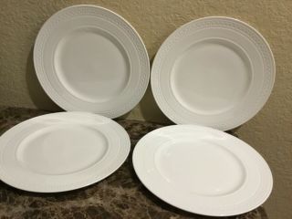 Set Of 4 - Wedgwood Intaglio White 10 - 7/8” Dinner Plates