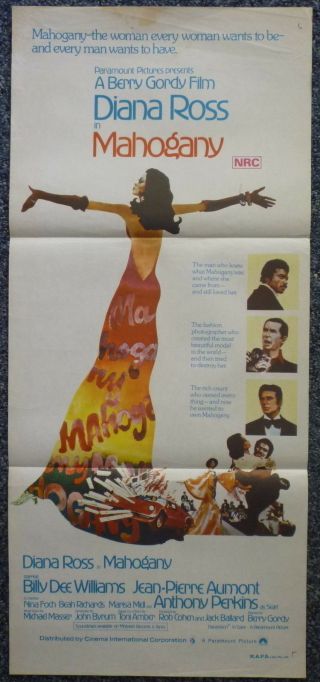 Mahogany Vintage 1970s Daybill Movie Poster Diana Ross,  Anthony Perkins