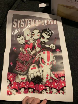 System Of A Down Rare Autographed Graphic Show Poster