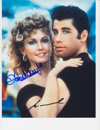 Signed Color Photo Of John T And Olivia N - J Of " Grease "