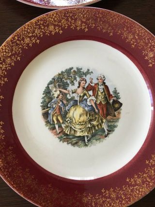 Vintage Imperial Salem China Co 23 Karat Gold Plate Victorian Lady Red