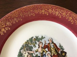 Vintage Imperial Salem China Co 23 Karat Gold Plate Victorian Lady Red 5