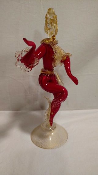 Vintage Murano Glass Man Art Figurine,  Ruby Red With Gold Flecks,  Not Perfect