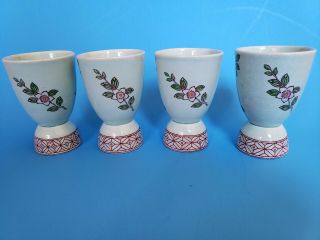 Adams Calyx Singapore Bird Double Egg Cup Set of 4 Cups Antique 100,  Years Old 4