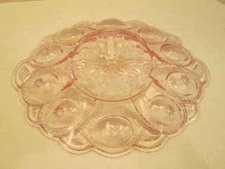 Moon and Stars Pattern Glass Weishar LE Smith Lavender Pink Club Piece Egg Plate 3