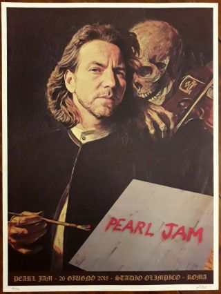 Pearl Jam 2018 Concert Poster Rome 250 Signed Aor Vedder Italy No Emek