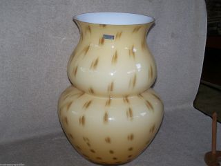 Evolution By Waterford Crystal Amber & Ocelot Large Oversized Vase 14 3/4 "