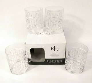 Ralph Lauren Aston Fine Crystal Set Of 4 Double Old Fashioned Glasses 11.  8oz