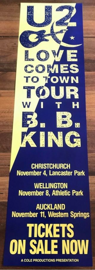 U2 Bb King Rare 1989 Zealand Tour Poster Love Comes To Town 265mm X 995mm