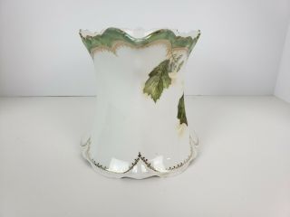 Antique RS Prussia Gilded Leaves Porcelain Floral Pitcher Lemonade Water Luster 6