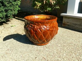Lovely Vintage Mccoy Pottery Large Brown Jardiniere 1480 Vgc Usa