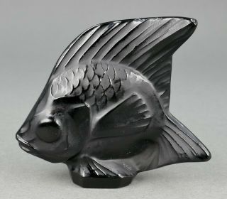 Fine Vtg Lalique France Art Glass Pet Black Miniature Crystal Fish Sculpture