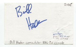 Bill Hader Signed 3x5 Index Card Autographed Early Career Signature