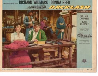 Richard Widmark Donna Reed Backlash 1956 11x14 Orig Lobby Card Lc763