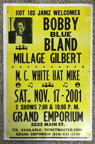 2001 Signed Bobby Blue Bland Concert Poster Kansas City
