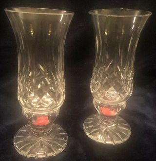 2 Waterford Crystal 2 Piece Hurricane Lamp Pillar Candle Holder