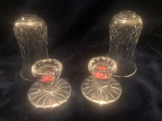 2 WATERFORD CRYSTAL 2 PIECE HURRICANE LAMP PILLAR CANDLE Holder 2