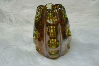 Evolution by Waterford Biomorphic Art Glass Vase Chartreuse w/ Light Irid Copper 3