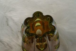 Evolution by Waterford Biomorphic Art Glass Vase Chartreuse w/ Light Irid Copper 4