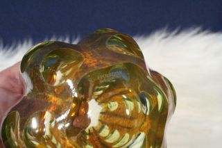 Evolution by Waterford Biomorphic Art Glass Vase Chartreuse w/ Light Irid Copper 5
