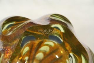 Evolution by Waterford Biomorphic Art Glass Vase Chartreuse w/ Light Irid Copper 7