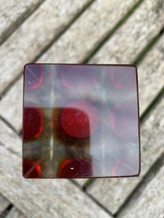 Murano Red & Amber Sommerso Glass Block Vase 4
